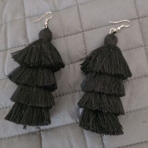 Elegant Black Tassel Earrings